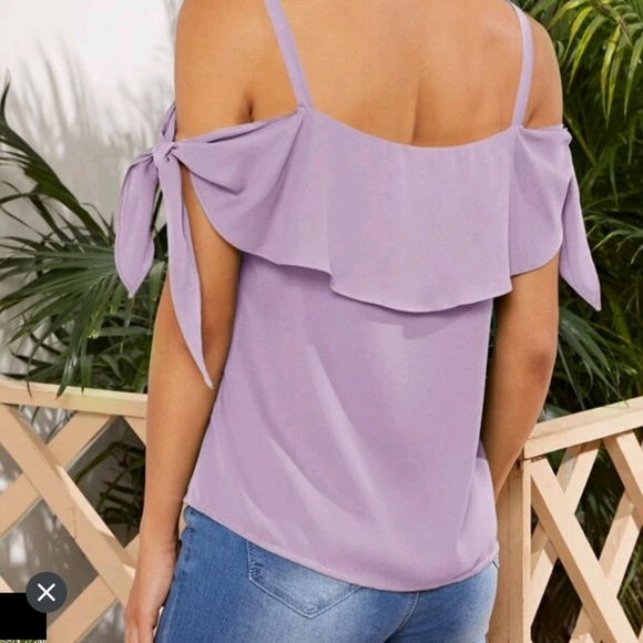 SHEIN Cold shoulder side knot foldover front top - Picture 6 of 7